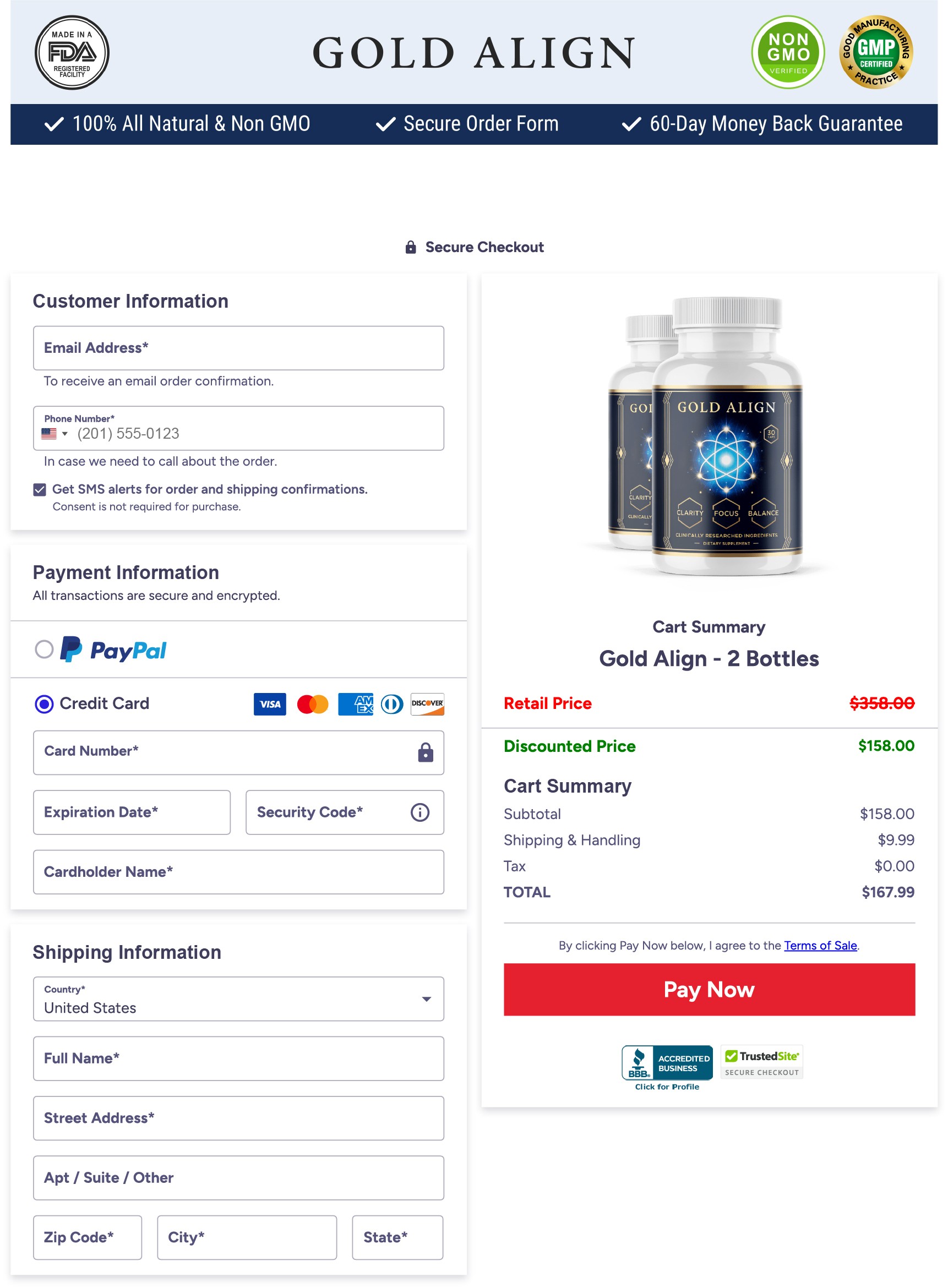 GoldAlign Full Page Secure Billing Interface